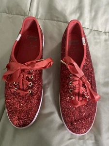 Keds Kate Spade Red Glitter Shoes Size 5.5 Women - Imagen 1 de 9