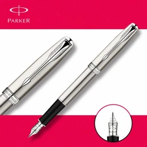 Parker Sonnet Fountain Pen Stainless Steel Silver Clip With Fine 0.5mm Steel Nib - Picture 1 of 5