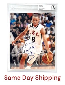 Stephen Curry Warriors Signed Autographed 8x10 Photo Team USA BAS Encapsulated - Picture 1 of 2