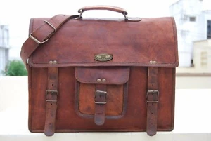 Leather Man Shoulder Messenger Business Briefcase personal Laptop Handmade - Picture 1 of 5