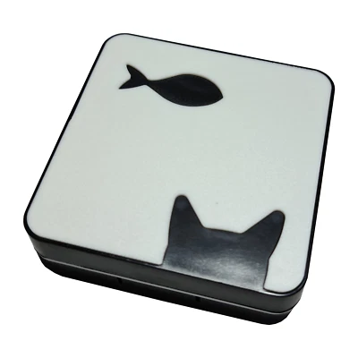 Kontaktlinsen Behälter Reise Set Spiegel Pinzette Sauger Flasche Etui Katze weiß - Bild 1 von 4