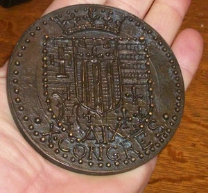 ANTIGUO CONGRESO MÉDICO NACIONAL FRANCÉS MÉDICO MEDICINA MEDALLA DE BRONCE ALBERT JAEGER - Imagen 1 de 8
