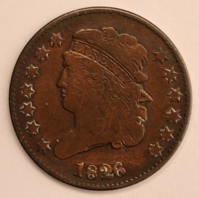 1826 Classic Head Half Cent 1/2c Philadelphia Mint NO RESERVE - Image 1 of 2