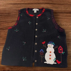 Marisa Christina Weihnachtsweste bestickt Schneemann Urlaub festlich L - Bild 1 von 5