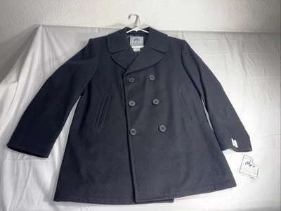 DSCP Quarterdeck Collection Navy Pea Coat Mens 46R Black Wool Blend Jacket - Image 1 of 4