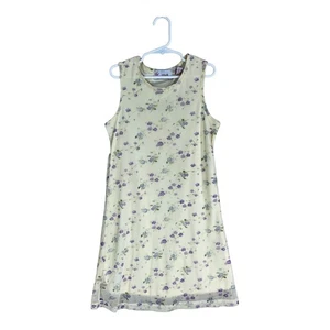 Vintage 90s Y2K Girls Floral Yellow Mesh Nylon Dress Lord & Taylor MEDIUM 10-12 - Bild 1 von 6