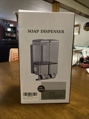 肥皂洗发水双分装器淋浴,防锈,T-Bar 杠杆,18.5 盎司 x2 — 第 1/3 张图片