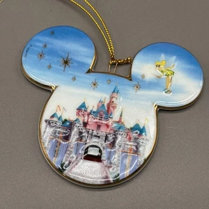 Disneyland Tinkerbell Castle Christmas Ornament Mickey Mouse Ears Porcelain - Picture 1 of 7