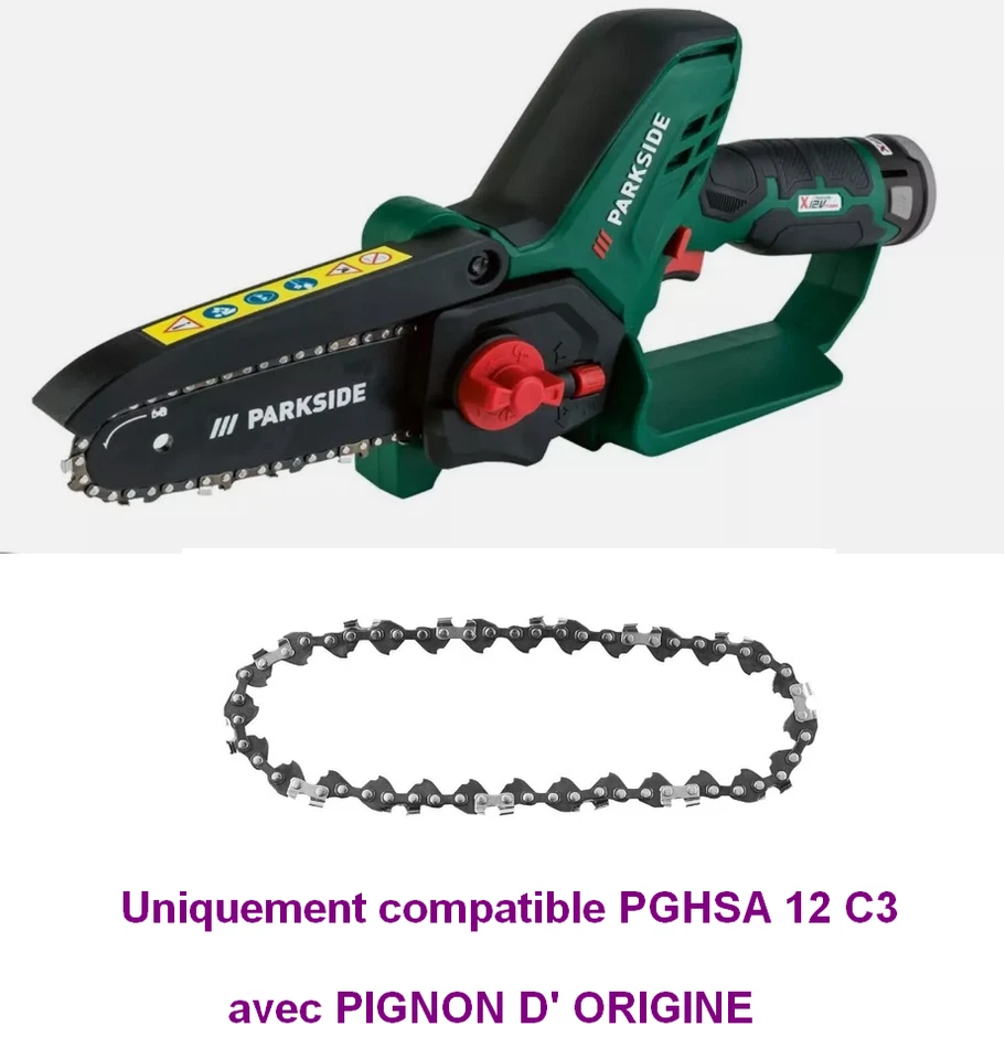 Chaîne Mini tronçonneuse compatible PARKSIDE PGHSA 12 C3 coupe branche - Photo 1/1