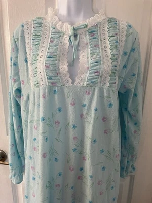 Camisón Rikki New York Vintage Azul Floral Encaje Talla L Foto 1 de 4