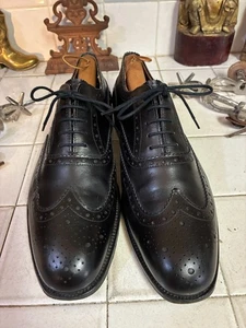 Zapatos Derby GRENSON 1866 WING TIP WESTMINSTER Cuero de becerro Negro Para Hombre 9.5 F - Imagen 1 de 19