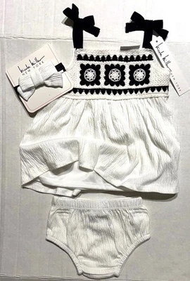 NICOLE MILLER Juego 3 Piezas Blanco/Negro Motivo FLORAL Talla 0-3 Meses Foto 1 de 2