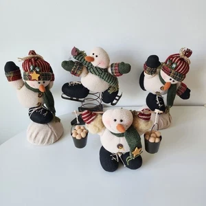 4 Plush Snowman Figures Christmas Winter Decor Skating Skates Cute Holidays 12" - Imagen 1 de 10
