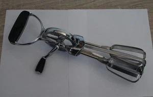 Vintage EKCO Best Egg Beater Hand Crank Mixer Stainless Steel Black Handle USA - Picture 1 of 8