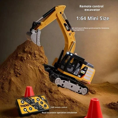 1:64 Remote Control RC Mini Excavator Engineering Simulation Alloy Toy Xmas Gift - Image 1 of 4