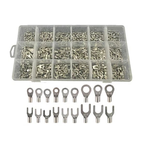 420pcs 18 Sizes Non-Insulated Ring Spade Fork Terminals Connector Assortment Kit - Picture 1 of 7