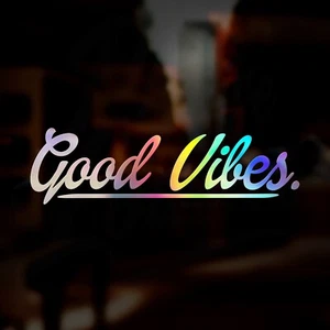 Good Vibes Car Decal Sticker Oil Slick Holographic, JDM Camper Caravan Sticker - Picture 1 of 1