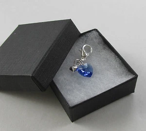 Perfect Wedding Gift for The Bride Something Blue - Sapphire Crystal Heart Charm - Picture 1 of 4
