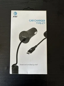 AT&T USB Type C Cable Car Charger 7ft For Samsung, Google Black - Picture 1 of 1