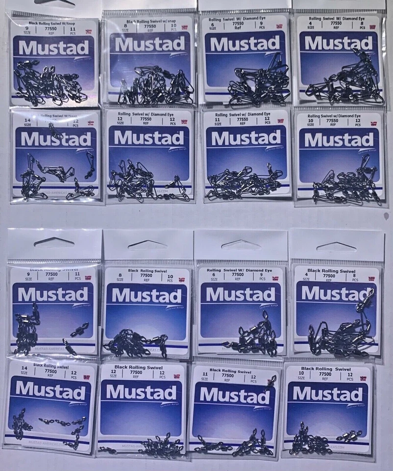 Mustad 77550 Rodante Giratorio con Ojo de Diamante y Broches de Gancho en J Elige Foto 1 de 1