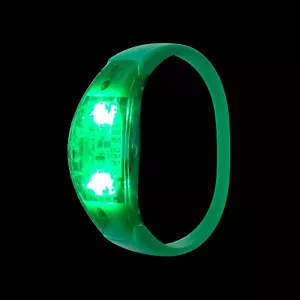 Green LED Sound Activated Bracelet Light Up Flashing Voice Control Bangle Band - Picture 1 of 6