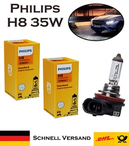 2x Philips H8 35W 12V 12360C1 Top Qualität Scheinwerfer Ersatz Halogen Birne - Picture 1 of 4