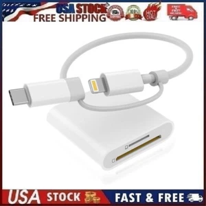 SD Card Reader for iPhone iPad, Dual Lightning & USB-C Connector Memory SD - Bild 1 von 12