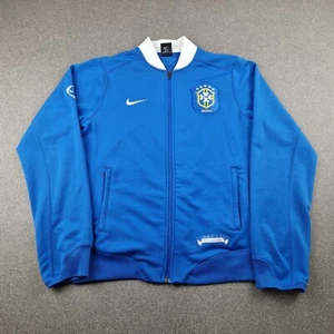 Vintage Brazil Nike Jacket Mens Medium Blue Soccer Training Track Top  2006-08 - Picture 1 of 13