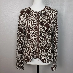 Joseph Ribkoff Jacket Full Zip Lightweight Stretch Crinkle Animal Print Size 12 - Picture 1 of 8