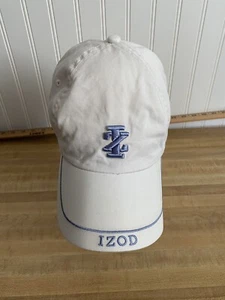 Preowned "IZOD" Embroidered Hat/Cap Adjustable With Buckle Strap..White/Blue - Picture 1 of 8