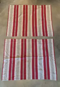 Vintage POTTERY BARN USA King Pillow Shams Bedding Red & Camel Stripes 23 x 30 - Picture 1 of 5