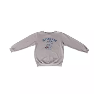 Vintage Peanuts Snoopy Flying Ace Long Sleeve Pullover Sweater Grey M - Picture 1 of 7