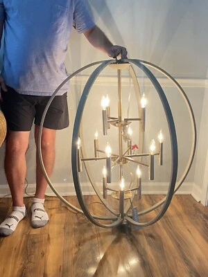 Lámpara de araña Hinkley Lighting 3469 gris Euclides 12 luces 41" H orbe de 3 niveles Foto 1 de 4