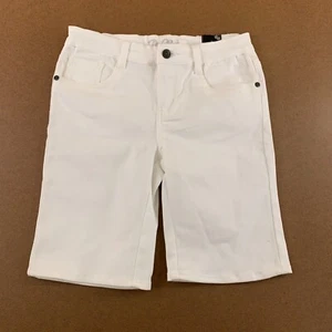 Real Love Girls Size 14 White Stretch Denim Pocketed Bermuda Jean Shorts NWT - Picture 1 of 6
