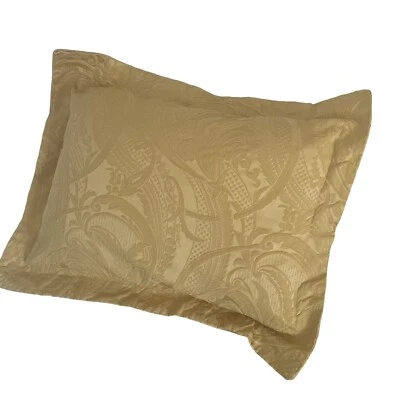 Set of 2 Gold Brocade Raised Texture Standard Pillow Sham Luxury Bedding - Image 1 of 4