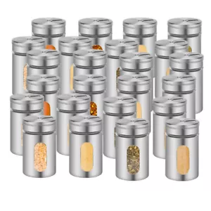 12X Gewürzstreuer Gewürzbehälter Edelstahl Pfeffer Dosen Gläser Glas Salz Box - Bild 1 von 12