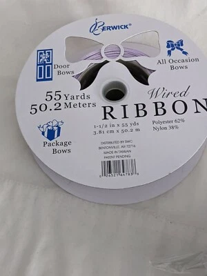 14 Yard Ribbon Berwick Wired Ribbon 1.5 Inches Light and dark Purple stripes - Image 1 of 2