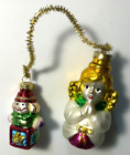 Vintage 1970s Hand Blown Glass Christmas Ornaments - Angel with Jack in the Box!