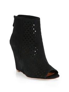 Rebecca Minkoff Sienna Perforated Open-Toe Boot, Black Suede, Women Size 5.5 NEW - Picture 1 of 6