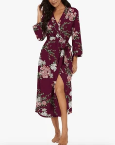 NEW Floral Robe Long Knit Lightweight Soft Sleepwear Loungewear S - Picture 1 of 6