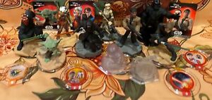 Large Lot of Disney Infinity Star Wars Figures, Power Discs, and, Accessories