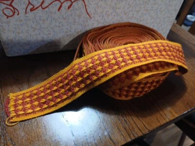 Jacquard tejido con borde de 13 + yardas ~ cinta ancha naranja bohemio de 2,25" Foto 1 de 4