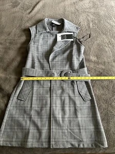 Women Belted Waistcoat Vest Sleeveless Jacket Midi Coat Cardigan Gray Size M - Picture 1 of 5