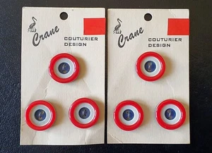 CRANE COUTURIER DESIGN 6 PATRIOTIC BUTTONS 2-HOLE 19x4mm VINTAGE, - UNUSED - Picture 1 of 2