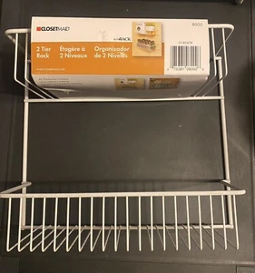 ClosetMaid 2-Tier Storage Rack-White Coated Wire, Wall Or Door Mount Organizing - Picture 1 of 5