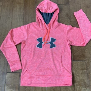 UNDER ARMOUR STORM Girls Orange Hoodie Semi Fitted Sweatshirt size SM P E61 - Picture 1 of 4