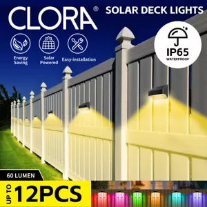 CLORA Solar Fence Lights Outdoor Wall Lights Step Backyard Patio Deck Railing - Picture 1 of 7