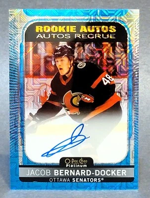 2021-22 O-Pee-Chee Platinum Rookie Autos Blue Traxx #R-BE Jacob Bernard-Docker - Image 1 of 2