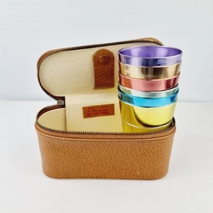 Set of 6 Vintage Anodized Travel Cups with Case By Vermont Made in NSW - Picture 1 of 22