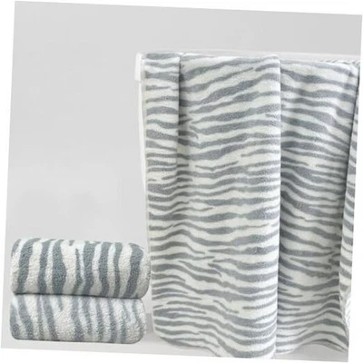 Juegos de toallas de baño con estampado de tiras de cebra grises absorbentes suaves 3 piezas gris y blanco Foto 1 de 4
